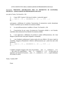 ATTO COSTITUTIVO DELL`ASSOCIAZIONE DI PROMOZIONE