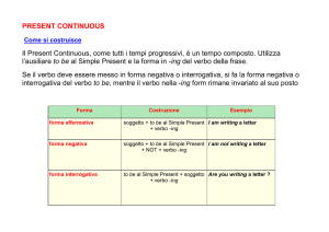 Present Continuous - Istituto Comprensivo “Anagni Primo”