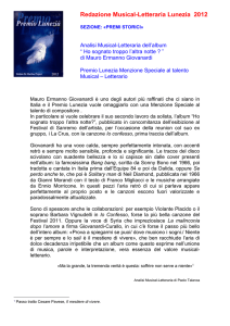 Premio Lunezia Menzione Speciale al talento