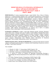 immunologia e patologia generale e dell`apparato digerente