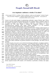 Aree inquinate: ambiente a rischio. E la salute? Si tiene oggi al CNR