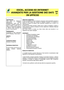 Corso Excel, Acess ed Internet per la gestione dei dati d`ufficio