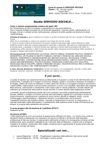 Corso di Laurea in SERVIZIO SOCIALE Classe L-39