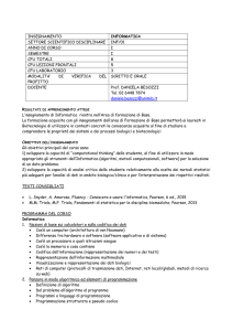 Informatica - Corso di Laurea in Biotecnologie
