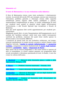 Il testo di Matematica e la sua evoluzione nella didattica