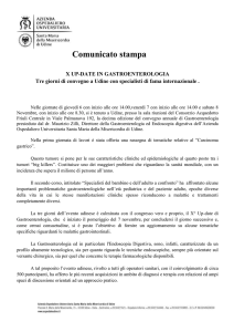 Comunicato stampa X UP-DATE IN GASTROENTEROLOGIA Tre