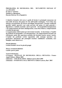 PROGRAMMA DI SOCIOLOGIA DEL MUTAMENTO SOCIALE II° A