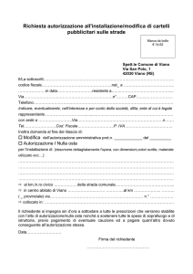 Richiesta autorizzazione all`installazione pubblicità sulle strade