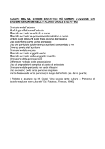 Alcuni tra gli errori sintattici più comuni commessi dai bambini