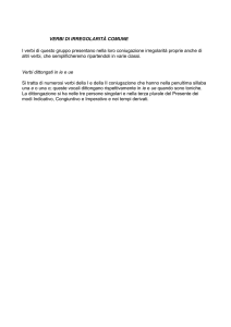 VERBI Dl IRREGOLARITÀ COMUNE