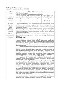 Chimica fisica con laboratorio - Scienza dei Materiali