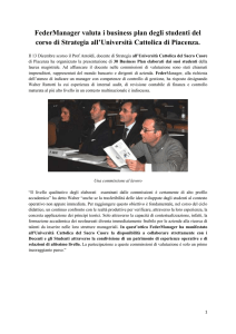 FederManager valuta i business plan degli studenti del corso di