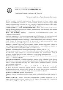 PROGRAMMA DI CHIMICA ORGANICA DIPLOMA UNIVERSITARIO
