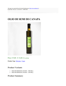 OLIO DI SEMI DI CANAPA : Sai Foods Distribuzione : http://www