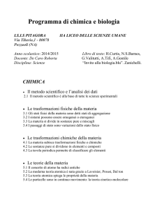 Programma di chimica e biologia I.S.I.S PITAGORA IIA LICEO