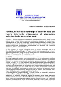 Riparata valvola mitralica a cuore battente