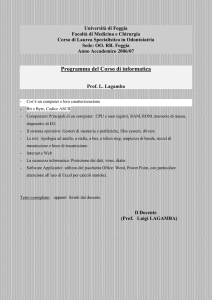 Informatica - Facoltà di Medicina e Chirurgia - Foggia