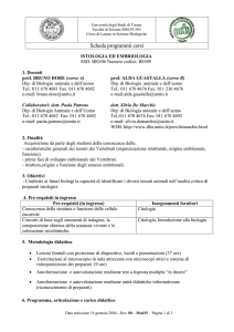 Insegnamenti fornitori - Corso di Laurea in Scienze Biologiche