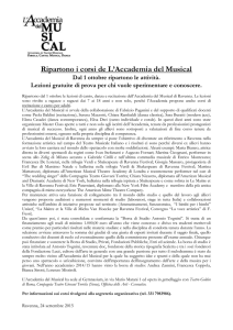 Avvio corsi musical 2015/16 - L`Accademia del Musical – Ravenna