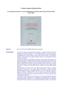 L`amore umano nel piano divino - Pontificio Istituto Giovanni Paolo II