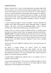 Il diabete nell`anziano Milano, 3 dicembre 2012 – Cresce il numero
