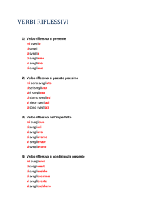 VERBI RIFLESSIVI 1) Verbo riflessivo al presente mi sveglio ti svegli