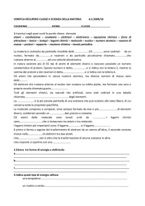 VERIFICA RECUPERO CLASSE II SCIENZA DELLA MATERIA A.S.