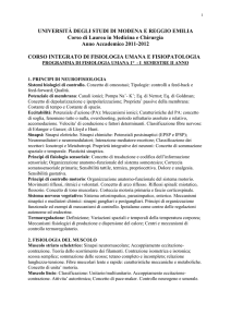 Fisiologia Umana e Fisiopatologia, I semestre