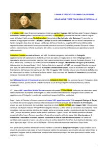 I VIAGGI DI CRISTOFO COLOMBO E LA DIVISIONE DELLE NUOVE