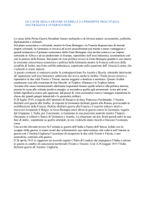 Le cause della grande guerra e la posizione dell