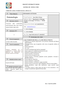 Entomologia (3 CFU) - Università degli studi di Cagliari.
