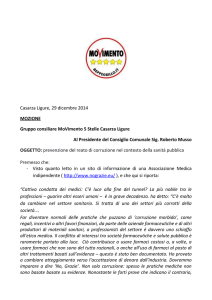 Casarza Ligure, 29 dicembre 2014 MOZIONE Gruppo consiliare