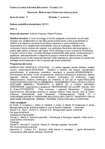 Programma di Morfologia e Fisiologia vegetale (M-Z)