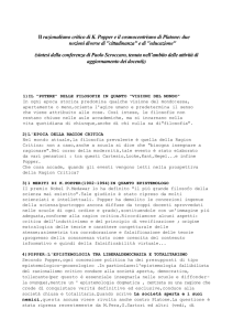Il razionalismo critico di K. Popper e il cosmocentrismo di Platone