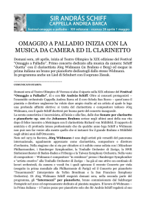 OMAGGIO A PALLADIO INIZIA CON LA MUSICA DA CAMERA ED