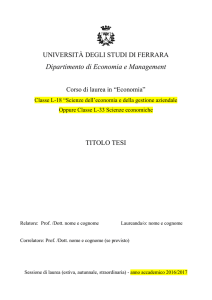 UNIVERSITA` DEGLI STUDI DI FERRARA Facoltà di Economia