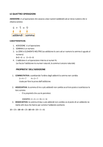 Addizione e sue proprietà - Sottrazione
