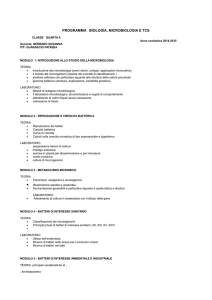 PROGRAMMA BIOLOGIA, MICROBIOLOGIA E TCS CLASSE