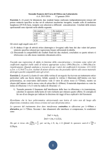 Secondo Esonero del Corso di Ottica con Laboratorio A.A. 2015