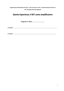 Esercitazione di Laboratorio: Il BJT come amplificatore