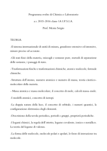 Programma svolto di Chimica e Laboratorio a.s. 2015