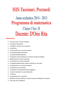 Programmi Prof.ssa D`Orio 1H