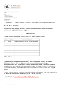 Determina a contrarre per acquisiti autonomi di Fornitura