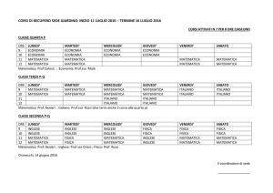 calendario corsi di recupero sede giardino