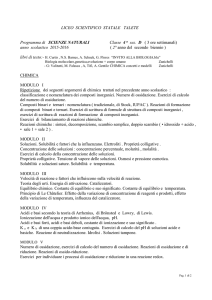 LICEO SCIENTIFICO STATALE TALETE Programma di SCIENZE