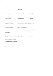 Tipo di tesi Triennale Magistrale Nome e cognome indirizzo e