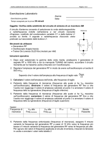 Verifica selettività del circuito di sintonia di un ricevitore AM Pagina