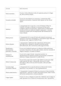 ESAME DESCRIZIONE Storia economica Il corso è volto ad