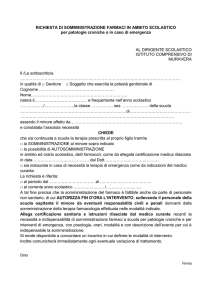 RICHIESTA DI SOMMINISTRAZIONE FARMACI IN AMBITO