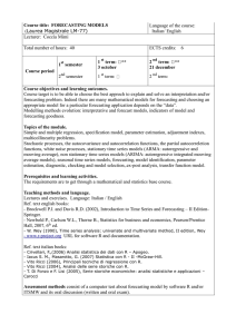 Course title: FORECASTING MODELS (Laurea Magistrale LM
